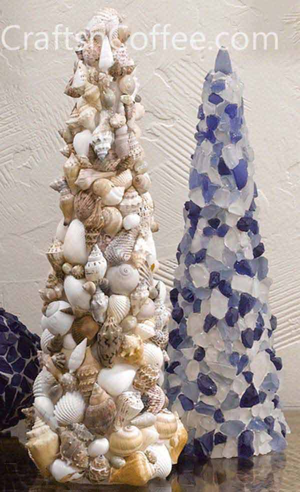 Seashell & Sea Glass Topiaries: