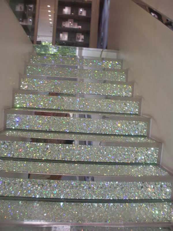 thumbnail image 2 of Gunmetal Grey Glitter Fabric Stair Decal - 7 Inch Wide Staircase Riser Roll 2 of 6