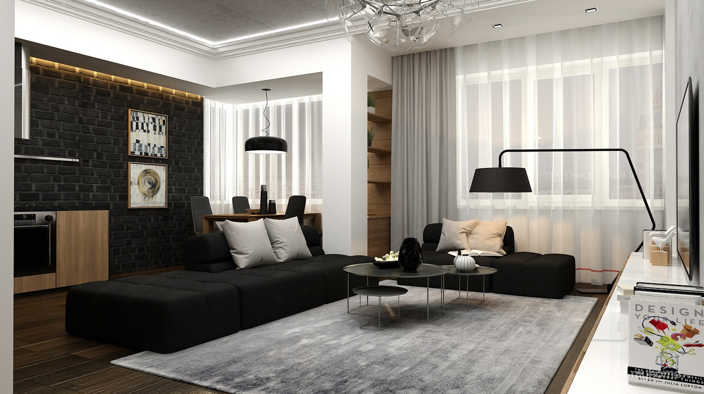 Black And White Modern Living Room