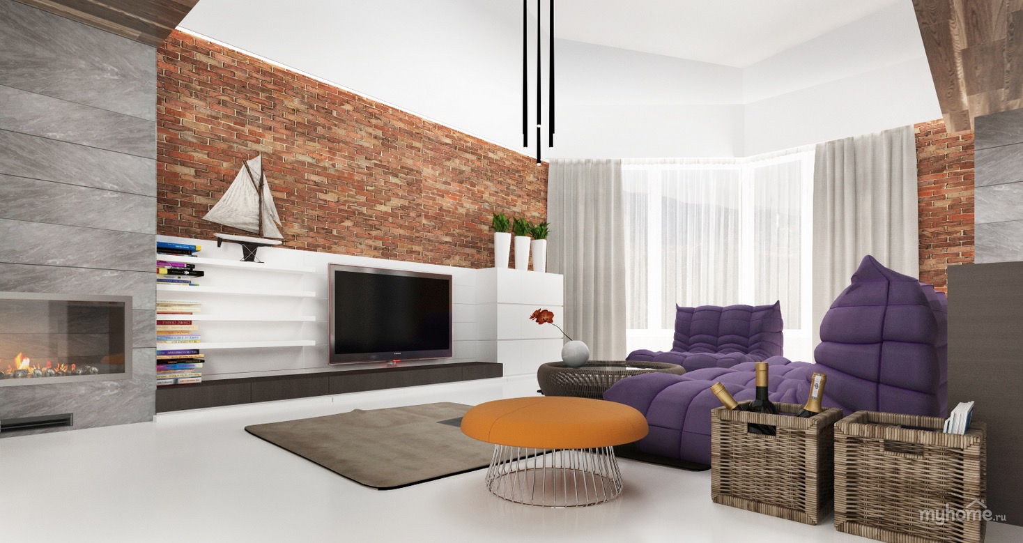 Purple Plush Modern Living Room