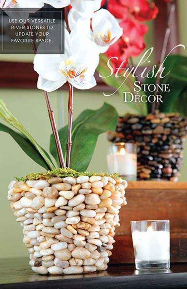 Use River Stones To Update Your Flower Pots