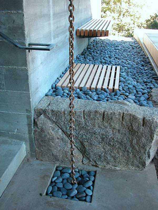 Chain Downspout And Outdoor Shower