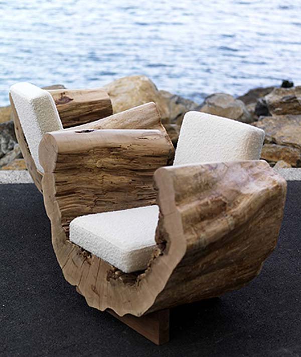 Outdoor Chair From Tree Trunks