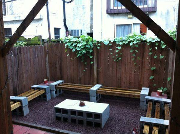 Concrete Cinder Blocks Seating Idea Complete With Cinder Block Table
