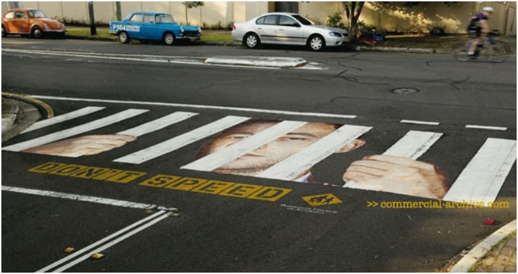 Clever Crosswalk Advertisement ” Speed And You’ll End Up Behind Bars”