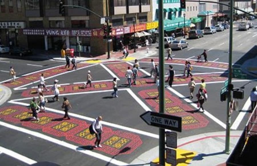 Oakland Chinatown Criss-Crossed Crosswalk