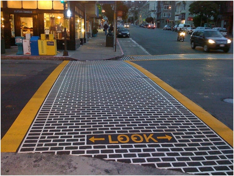 Crosswalk That Tells You To Look Both Ways
