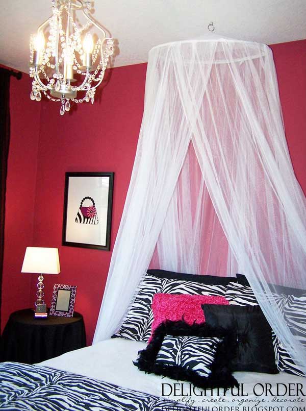 canopy bed zebra diy pink bedroom bedrooms bedding teen bath beyond rooms beds teens romantic decor above magical sleep came