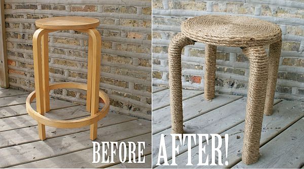 Rope-Wrapped Bar Stools