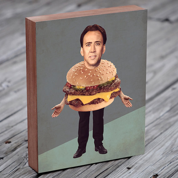 Nicolas Cage Cheeseburger Art Print