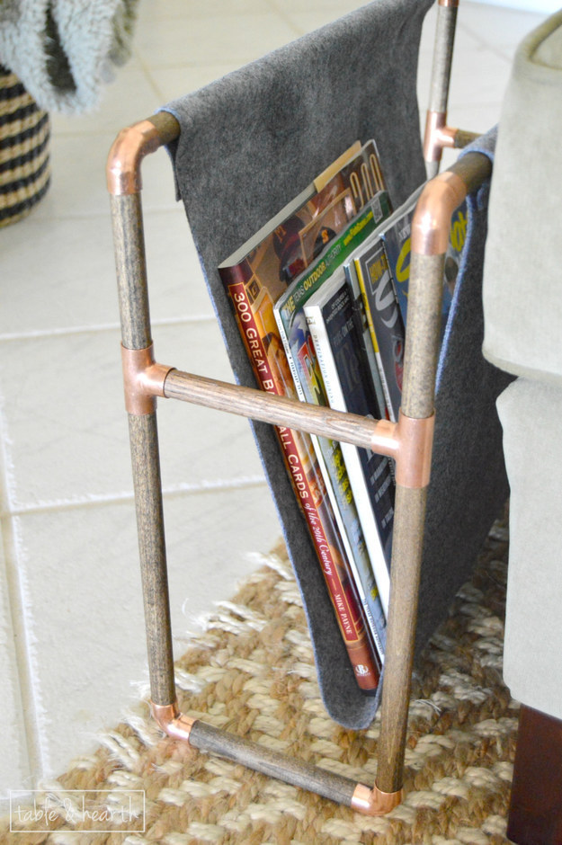 Glue Felt Around Wooden Dowels For A Cheap And Pretty Magazine Holder.