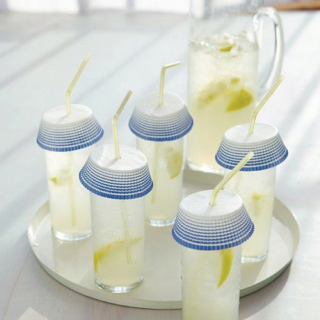 Use Cute Cupcake Wrappers To Keep Bugs Out Of Your Guests' Beverages.