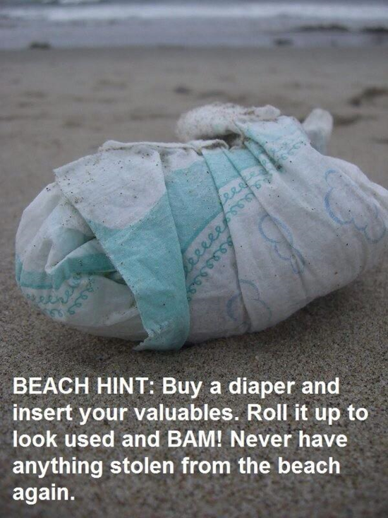 Make an instant beach-safe diaper decoy.