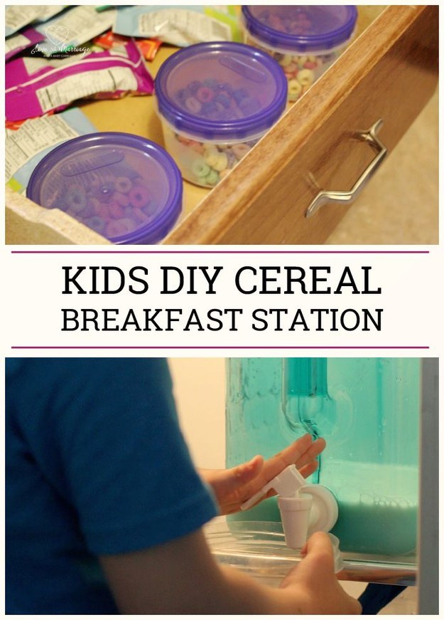 Create an easy DIY breakfast station for kiddos on summer mornings.