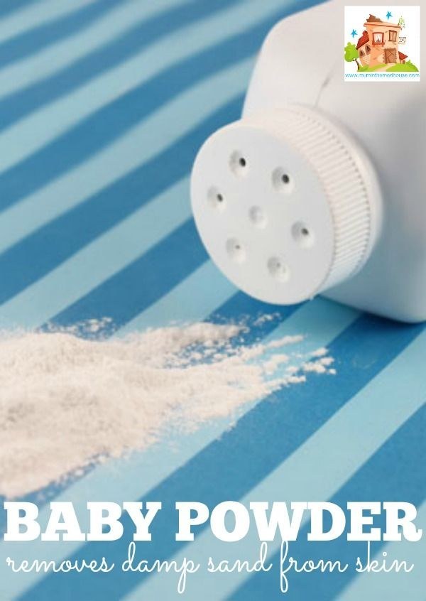 Keep baby powder on hand to remove damp sand from feet at the end of a long beach day.