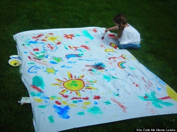 Get a thrift-store sheet and turn it into an outdoor canvas!