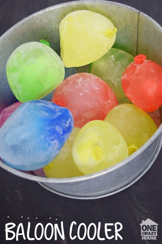 Fill your cooler with frozen balloons to prevent a meltdown.