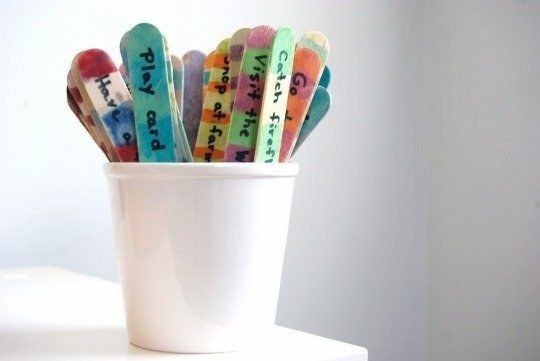 Beat boredom with pre-labeled “activity sticks.”