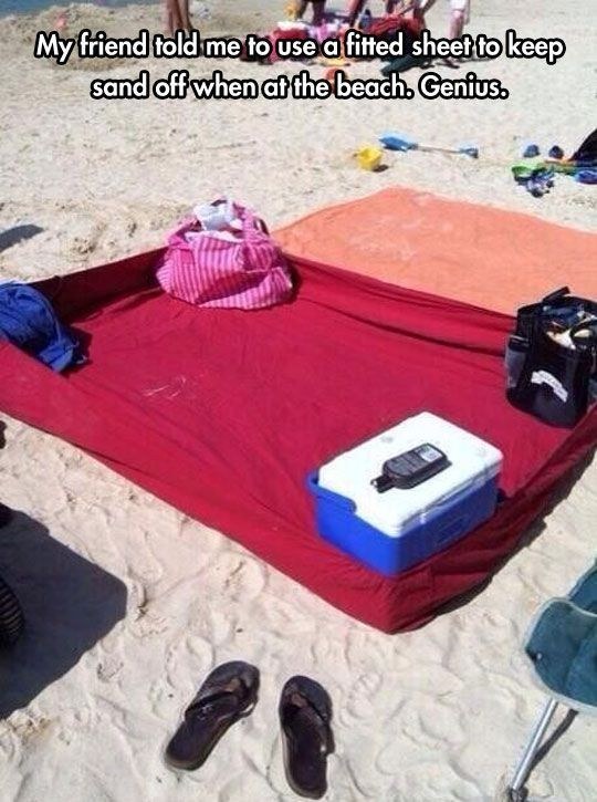 Bring a fitted sheet to the beach and say goodbye to sandy blankets.