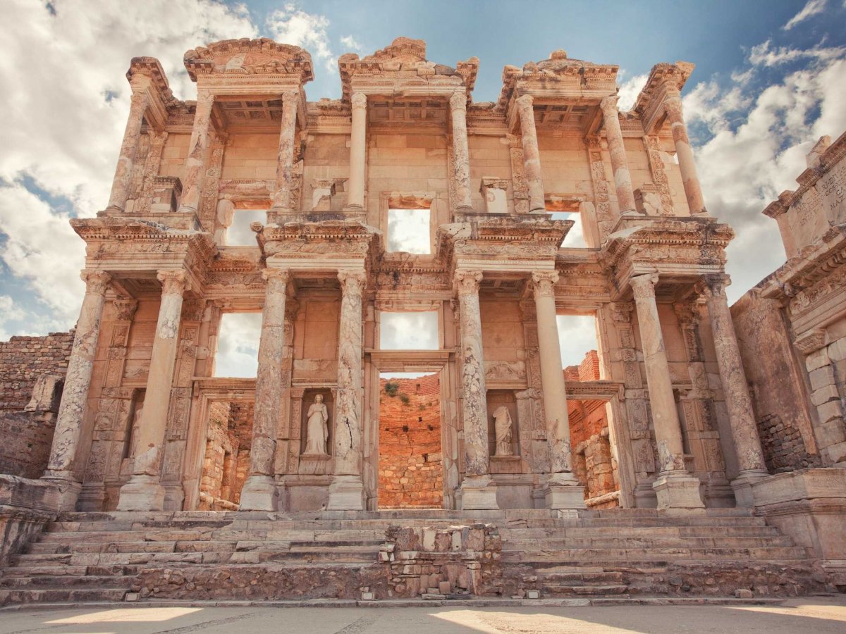 The Turkish city of Ephesus was home to several empires — Greek, Persian, Roman, Byzantine, and Ottoman — and nearly 300,000 people lived in the town when it was thriving during the 2nd century A.D. Today, visitors can still see the few columns that remain from the temple to the goddess Artemis, one of the seven wonders of the ancient world.