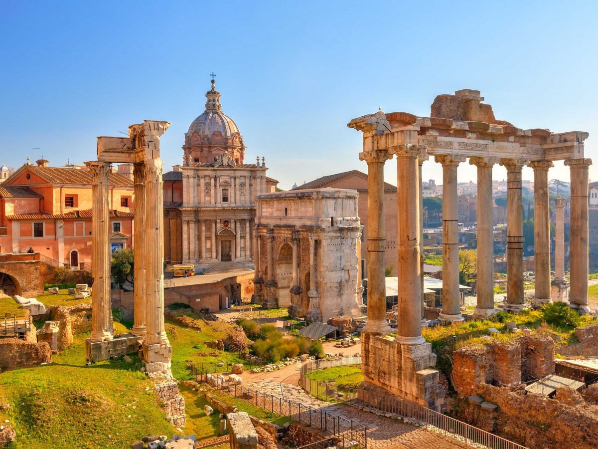 Starting as an Etruscan burial ground in the 7th century B.C., the complex now known as the Roman Forum — located in Rome, Italy — grew to be the social, commercial, and political center of the Roman Empire.