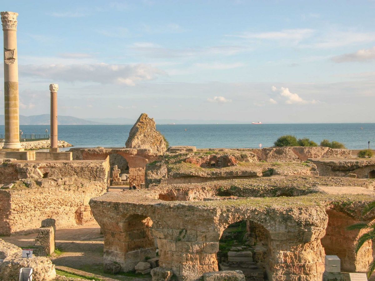 Situated along the Gulf of Tunis in Tunisia, Carthage was first established in the 9th century B.C. It was home to a successful trading empire and civilization until the Romans destroyed it in 146 B.C. At that point, a new Carthage was built on the ruins of the original.