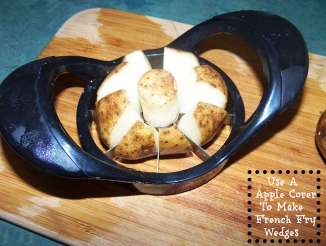 Use An Apple Corer To Make French Fry Wedges