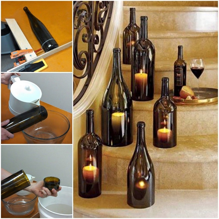 Learn how to cut glass bottles easily and use them as candleholders.
