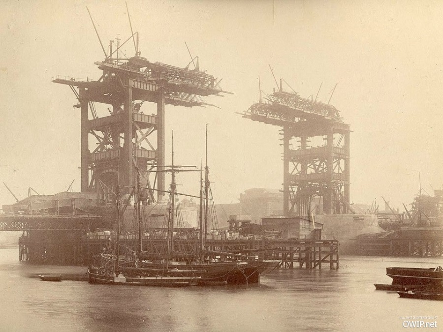 The London Tower Bridge without a middle in 1892.