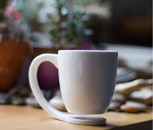 No need for a coaster with this clever mug design that allows the cup to float above the table's surface.