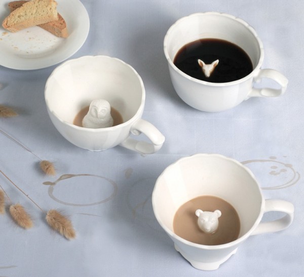 Give your guests a cheeky surprise with these hidden animal mugs, including a fox, owl, and bear design.