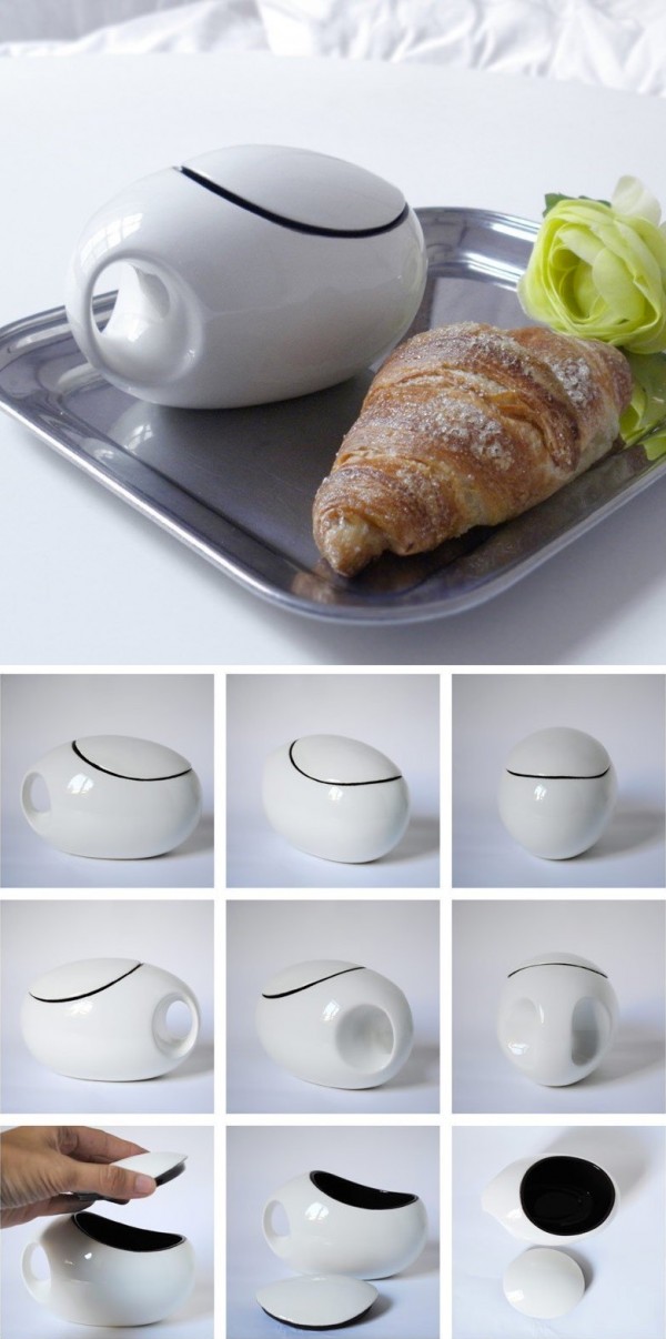 The egg shape of this porcelain CiocCioc mug helps keep your drink hot for longer.