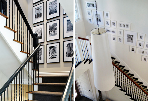Creative Staircase Wall Decorating Idea With Family Photo Frames.