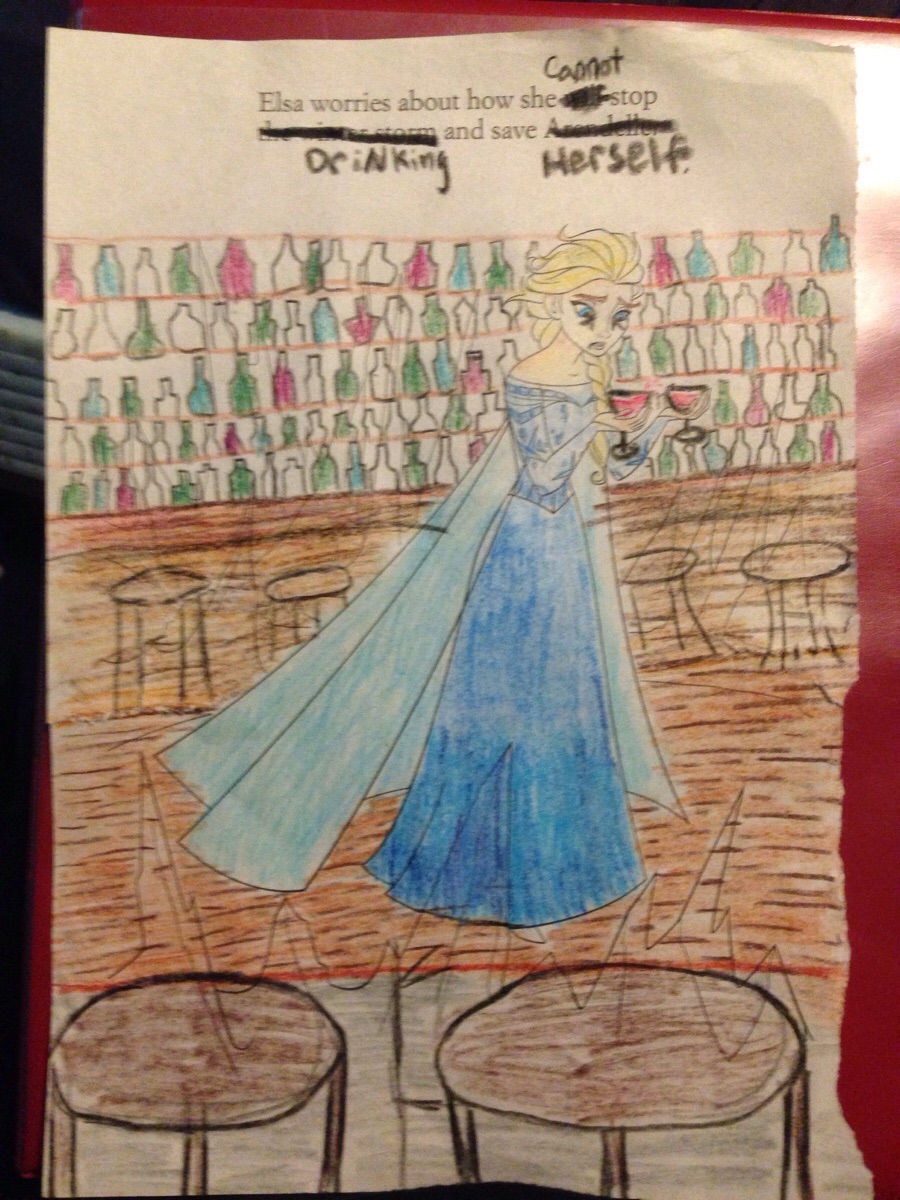Elsa Worries About How She Cannot Stop Drinking And Save Herself.