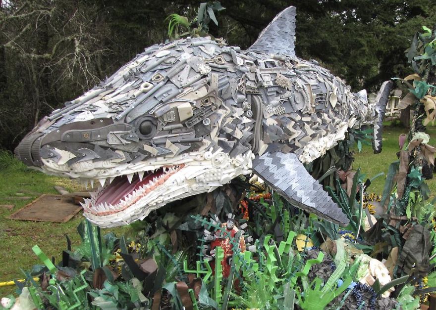 Giant Sculpture Made Entirely Of Beach Waste To Make You Reconsider Plastic Use
