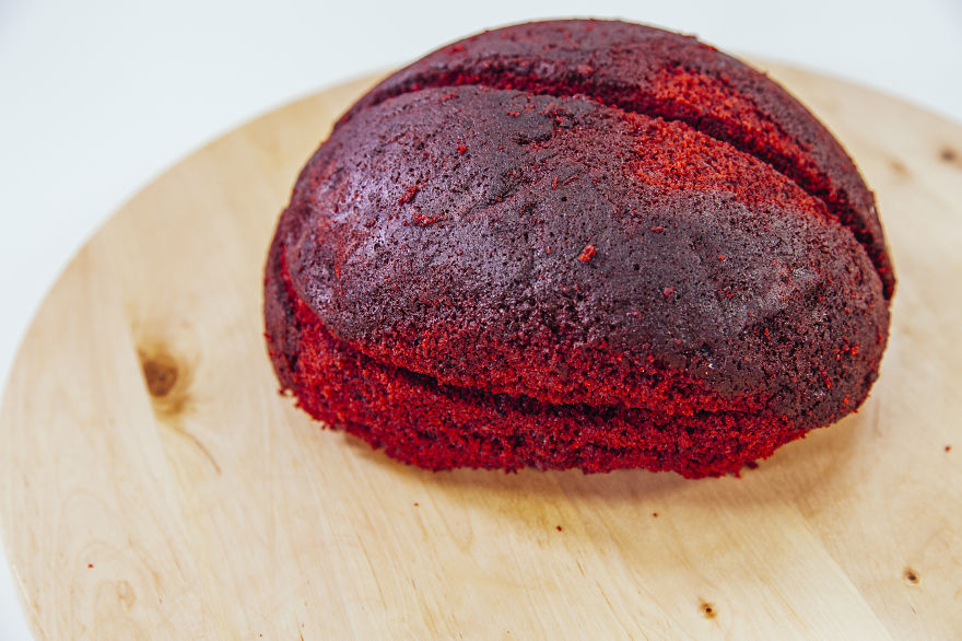 Carve your deep red velvet cake into a brain shape