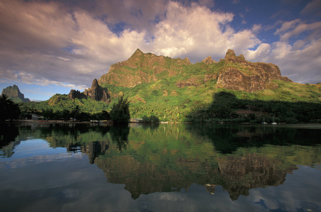 Moorea Hillside Reflection At Dawn, French Polynesia