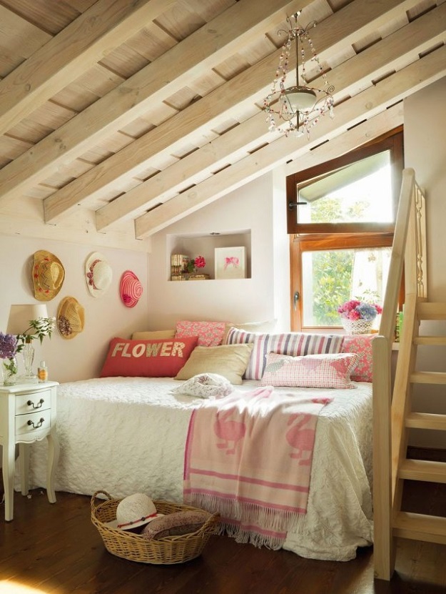 Attic Bedroom with Sloped/Slanted Ceiling