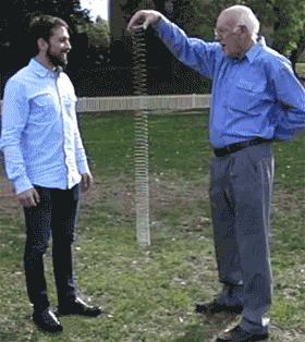 This is how an energy-absorbing slinky falls when dropped