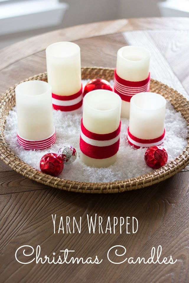 Yarn Wrapped Christmas Candles