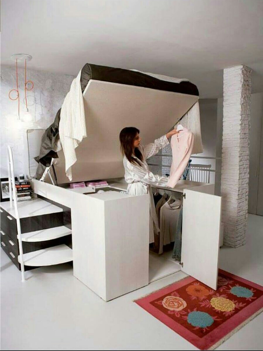 A Lofted Bed Closet