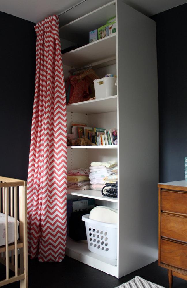 Hide Storage Areas With Ceiling-Mounted Curtains