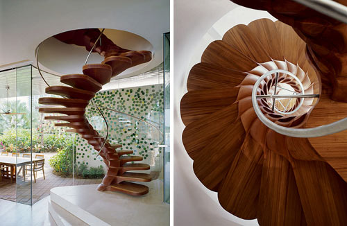 Spiral Wood Stairs