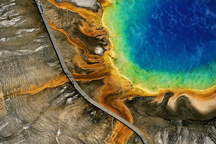 The Grand Prismatic Spring at Yellowstone National Park is the largest hot spring in America.