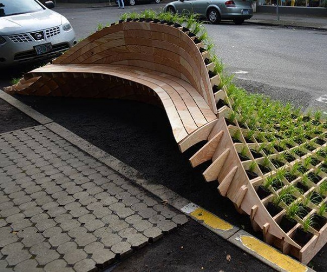 The Public Bench, Which Is Also A Flower Bed