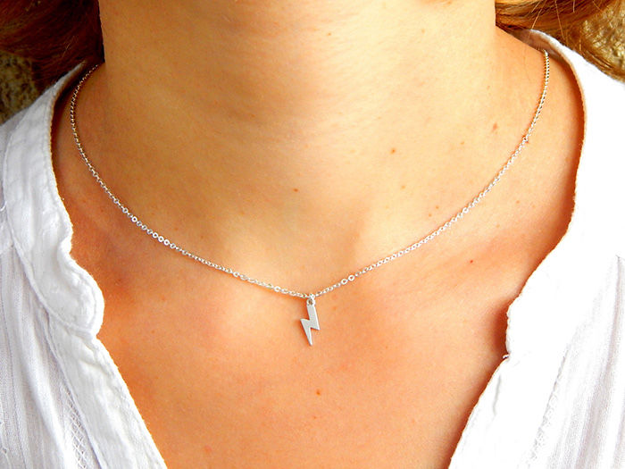 Dainty Silver Lightning Necklace