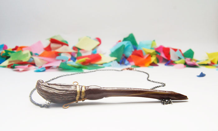 Polymer Clay Harry Potter Broomstick Necklace