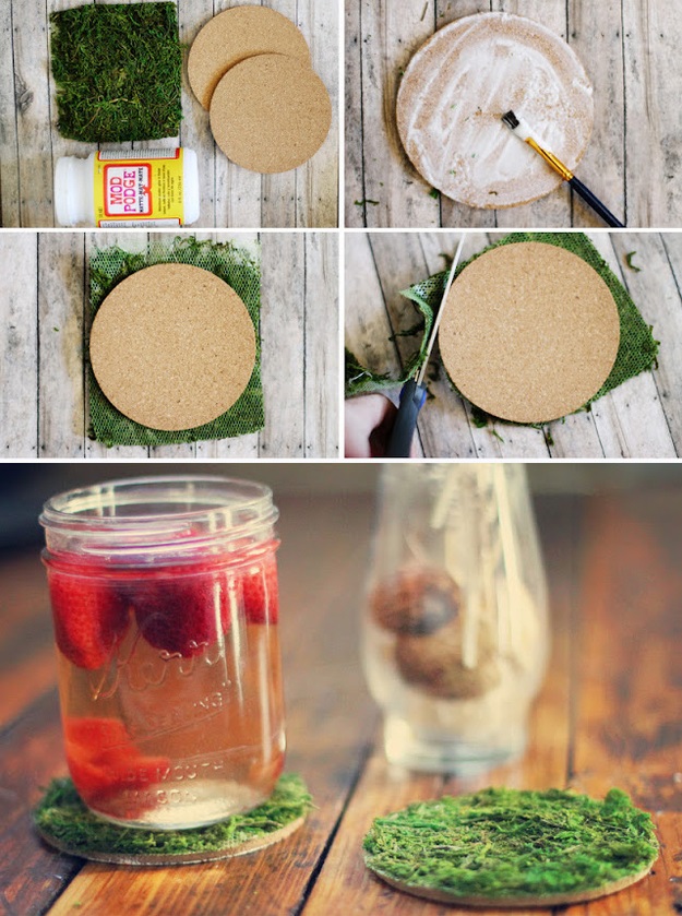 Put your springtime cocktails on these adorable moss coasters.