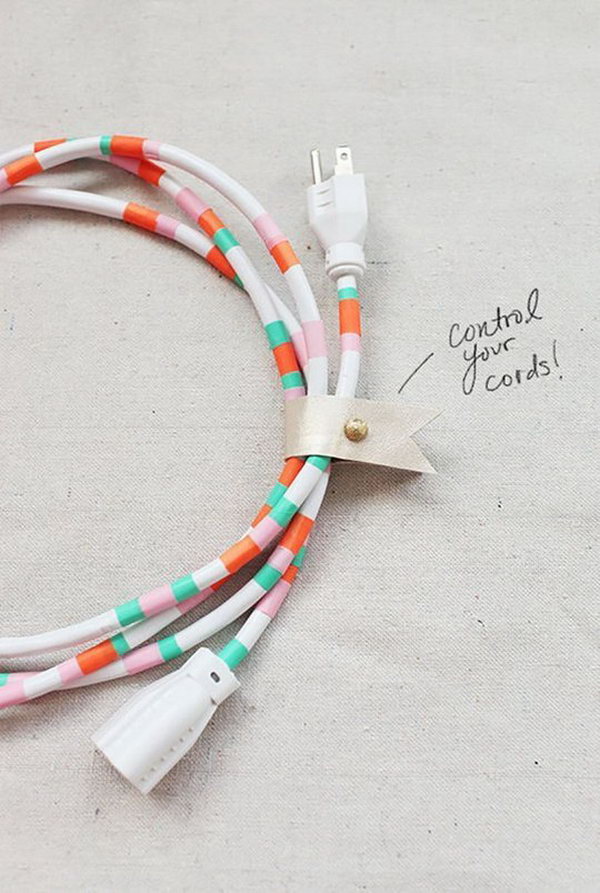 Decorate your computer cords with washi tape.
