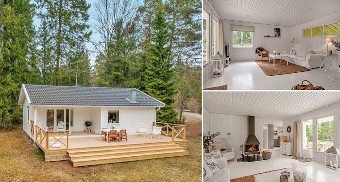 A-Small-White-House-In-The-Woods-Of-Sweden